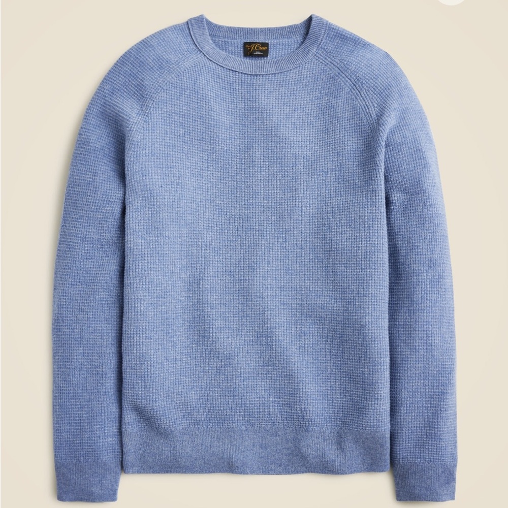 NWT J. Crew 100% Cashmere Waffle Blue Sweater